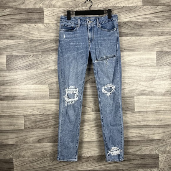 Levis Jeans Womens 28 Blue 711 Skinny Denim Distressed Light Wash Mid Rise - Picture 1 of 11